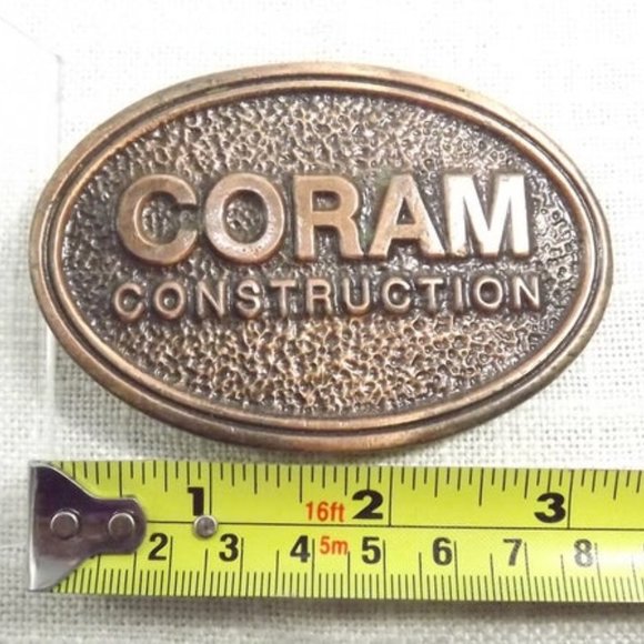 Vintage CORAM Construction Advertising Belt Buckle - Picture 3 of 6